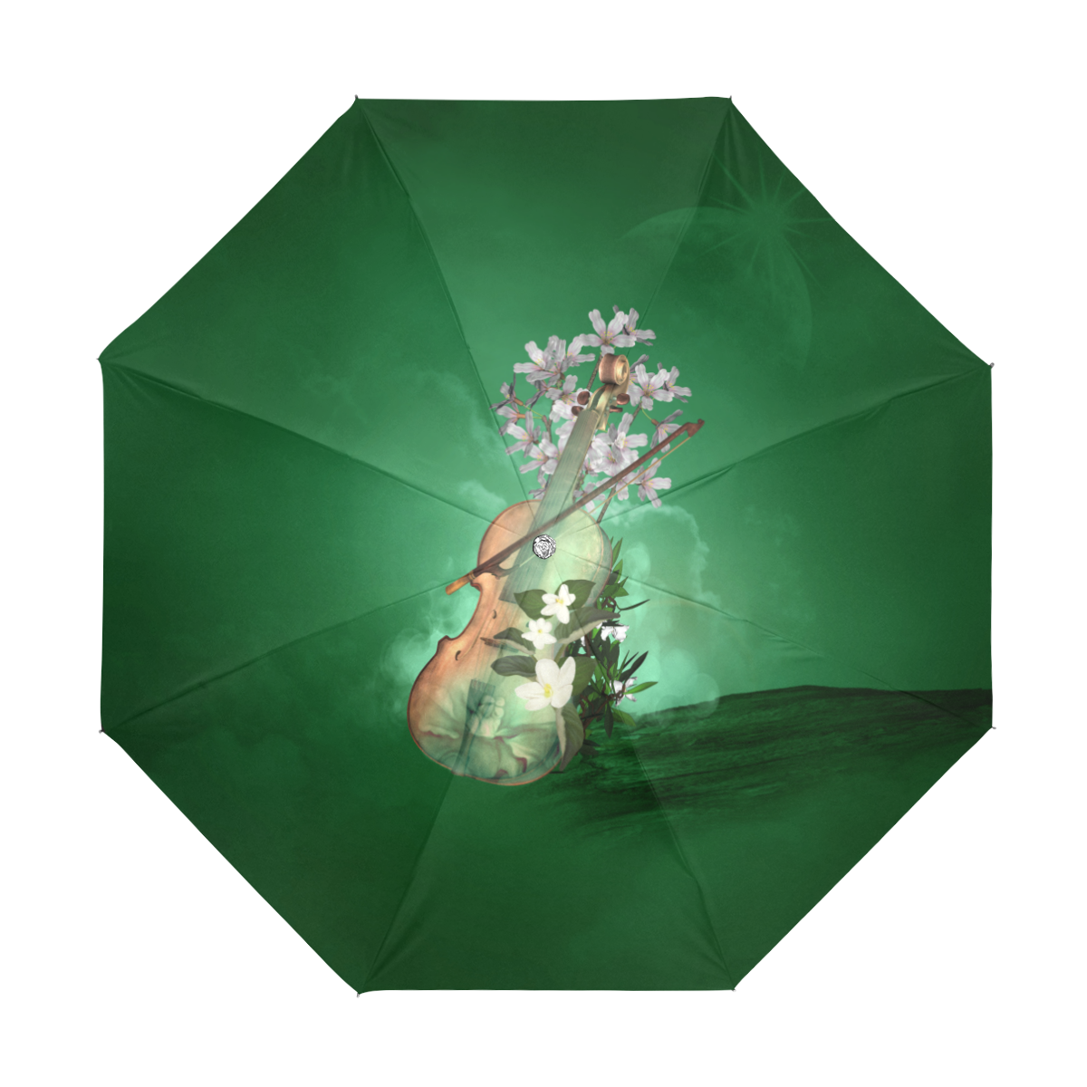 Violin with flowers Anti-UV Foldable Umbrella (U08)