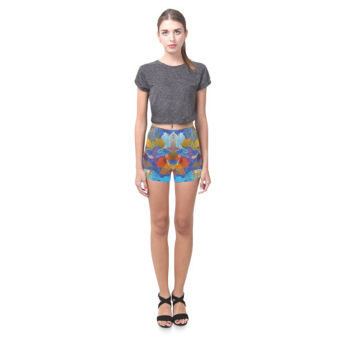 Colorful paint strokes Briseis Skinny Shorts (Model L04)