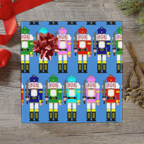 Christmas Nutcracker Toy Soldiers on Blue Gift Wrapping Paper 58"x 23" (3 Rolls)