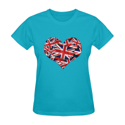 Union Jack British UK Flag Heart Sunny Women's T-shirt (Model T05)