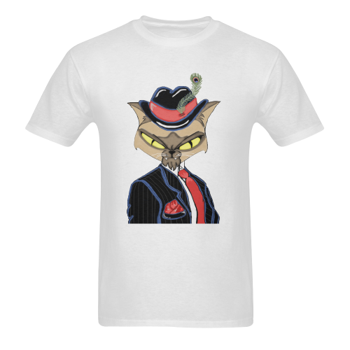 Gangster Cat White Men's T-shirt in USA Size (Front Printing Only) (Model T02)
