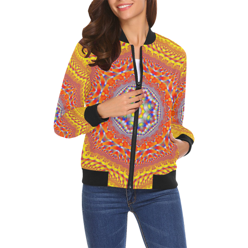 Face to Face All Over Print Bomber Jacket for Women (Model H19)