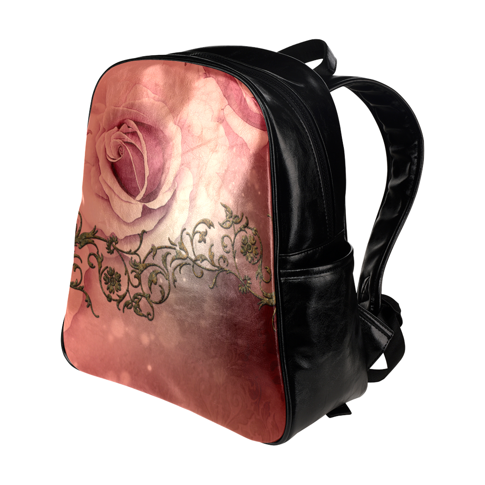 Wonderful roses with floral elements Multi-Pockets Backpack (Model 1636)