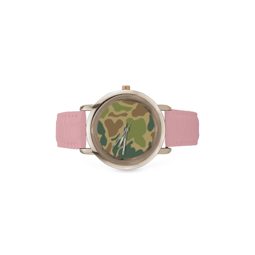 Camouflage Women's Rose Gold Leather Strap Watch(Model 201)