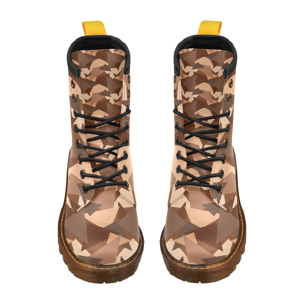 Brown Chocolate Caramel Camouflage High Grade PU Leather Martin Boots For Women Model 402H