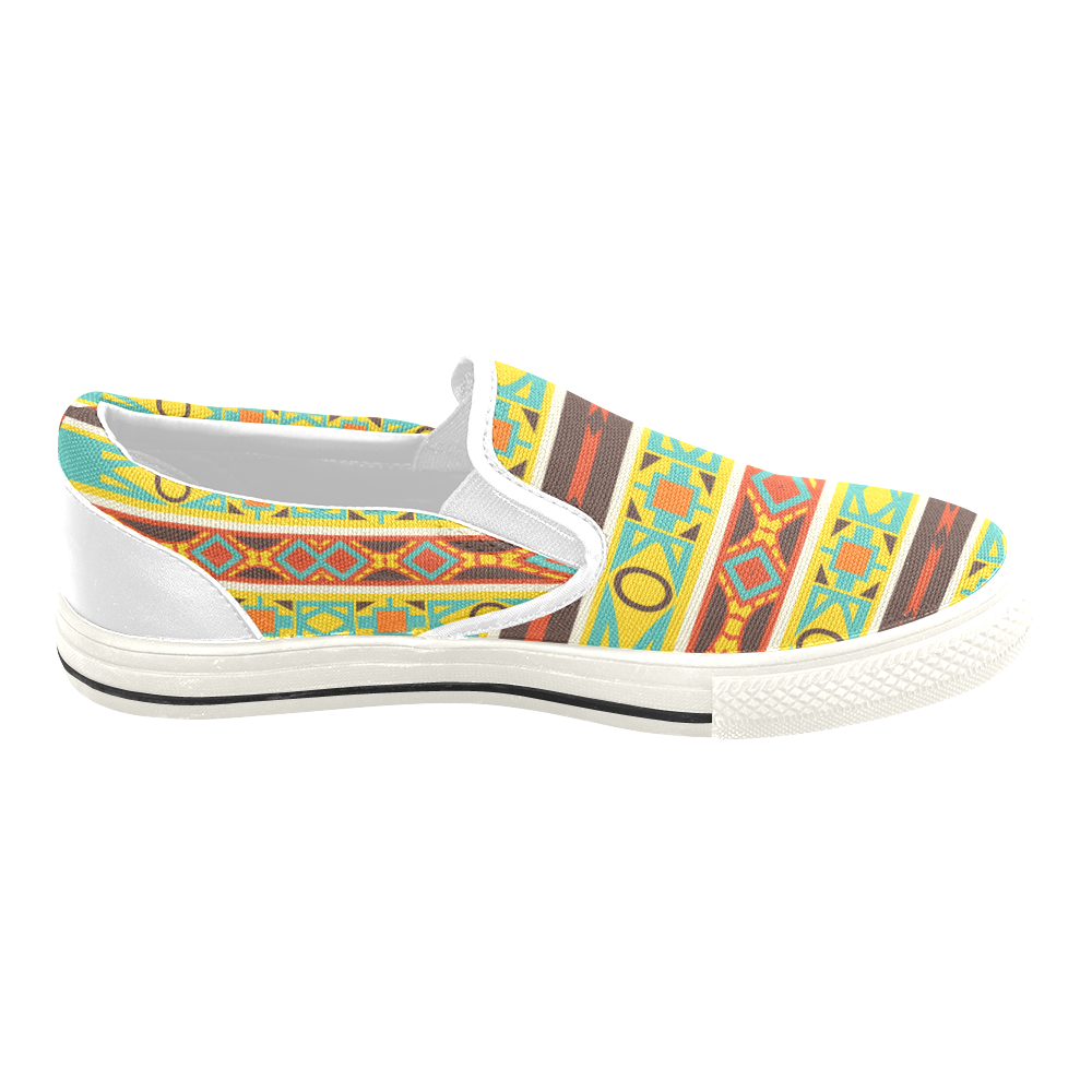 Ovals rhombus and squares Slip-on Canvas Shoes for Kid (Model 019)