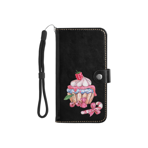 cupcake Flip Leather Purse for Mobile Phone/Small (Model 1704)