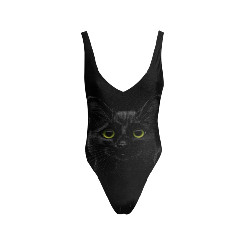 Black Cat Sexy Low Back One-Piece Swimsuit (Model S09)