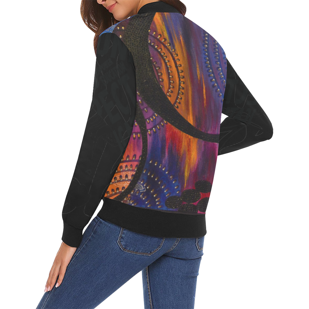 Halo All Over Print Bomber Jacket for Women (Model H19)