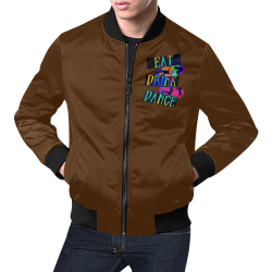 Break Dancing Colorful / Brown All Over Print Bomber Jacket for Men (Model H19)