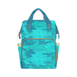 Blue Camo Multi-Function Diaper Backpack/Diaper Bag (Model 1688)