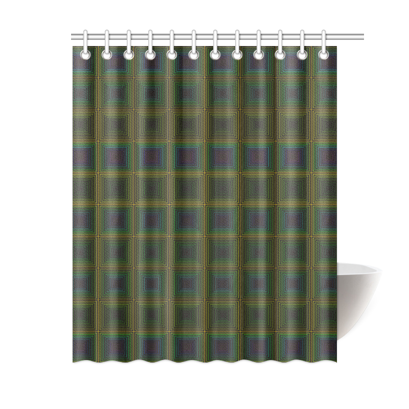 Violet green multicolored multiple squares Shower Curtain 60"x72"