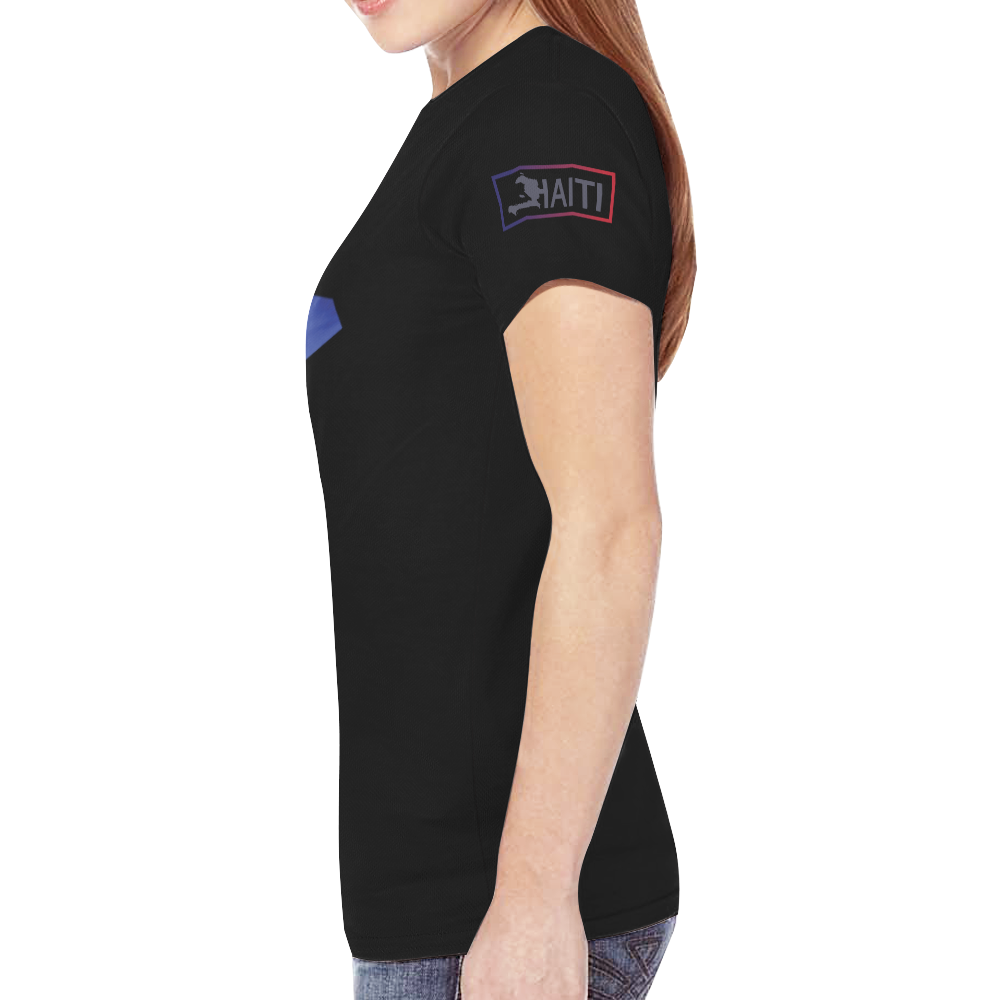 Haitian Flag Print T-shirt for Women (Black) New All Over Print T-shirt for Women (Model T45)