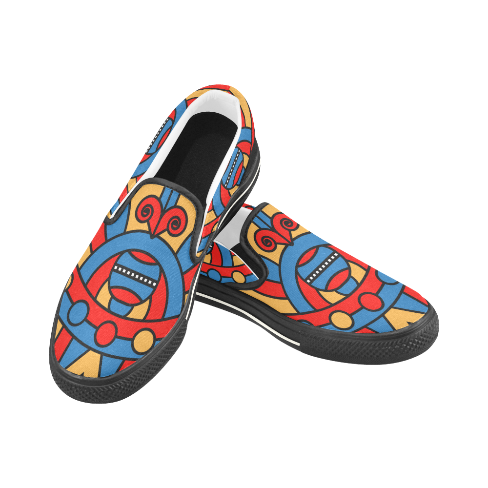 Aztec Maasai Lion Tribal Women's Slip-on Canvas Shoes/Large Size (Model 019)