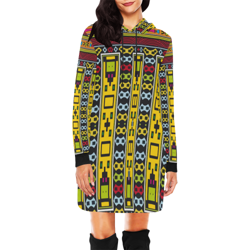 Shapes rows All Over Print Hoodie Mini Dress (Model H27)