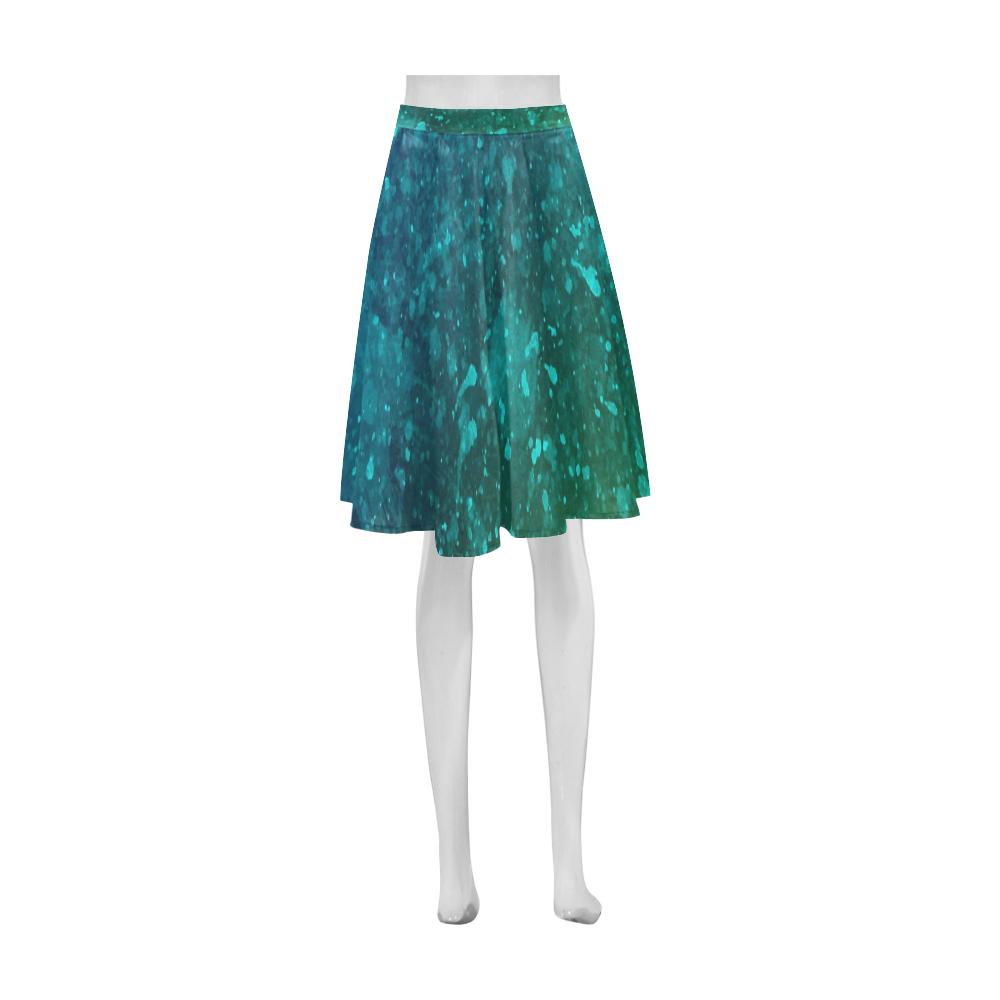 Blue and Green Abstract Athena Women's Short Skirt (Model D15)