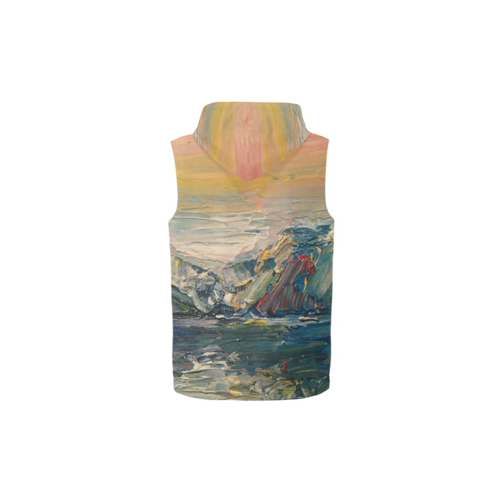 Mountains painting All Over Print Sleeveless Zip Up Hoodie for Kid (Model H16)