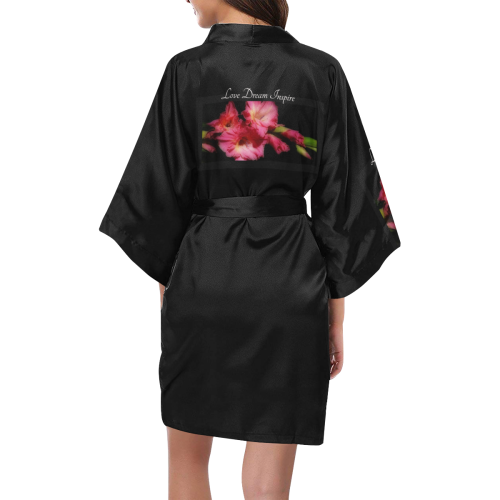 Black: Pink Gladiolus #LoveDreamInspireCo Kimono Robe