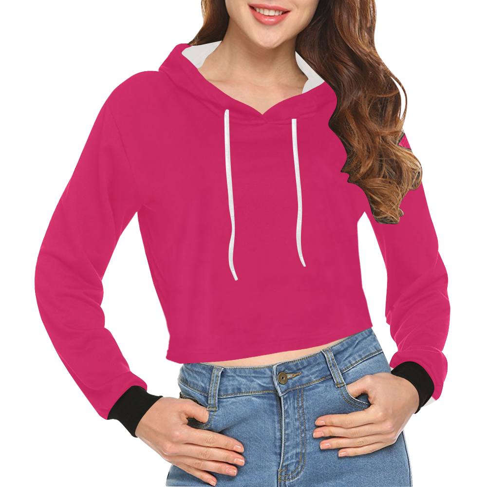 color ruby All Over Print Crop Hoodie for Women (Model H22)