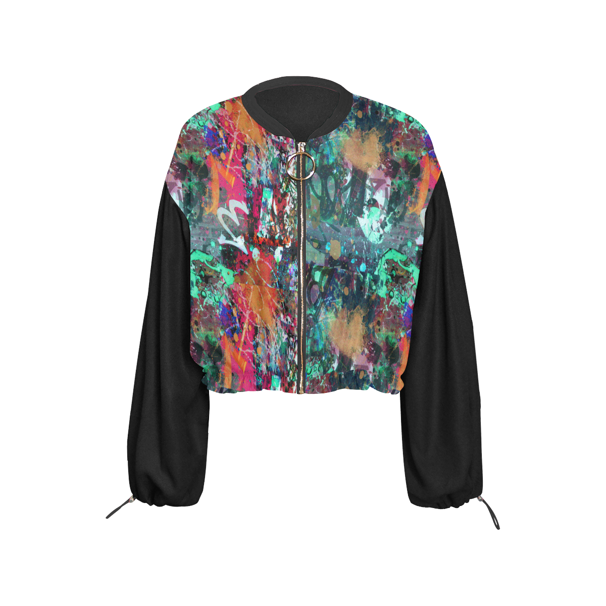 Graffiti Wall and Paint Splatter (Vest Style) Cropped Chiffon Jacket for Women (Model H30)