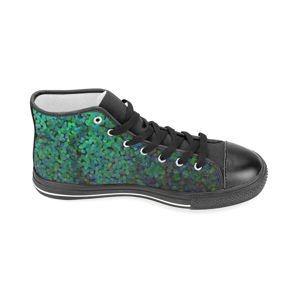 Pixel Glitch Green Men’s Classic High Top Canvas Shoes (Model 017)