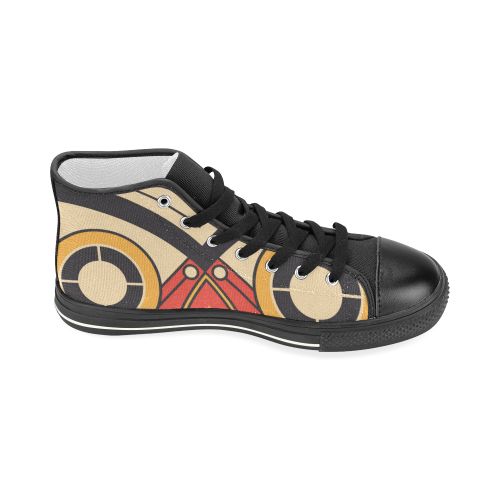 Geo Aztec Bull Tribal Women's Classic High Top Canvas Shoes (Model 017)