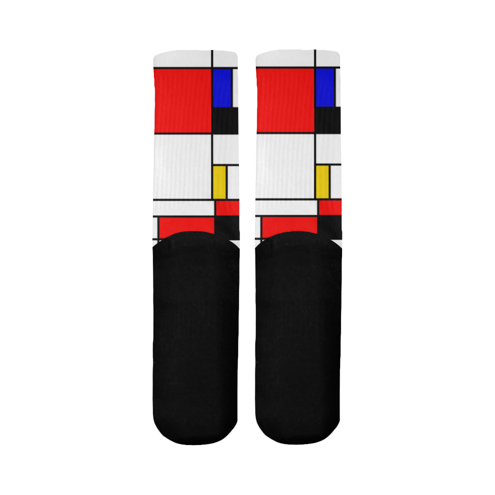 Bauhouse Composition Mondrian Style Mid-Calf Socks (Black Sole)