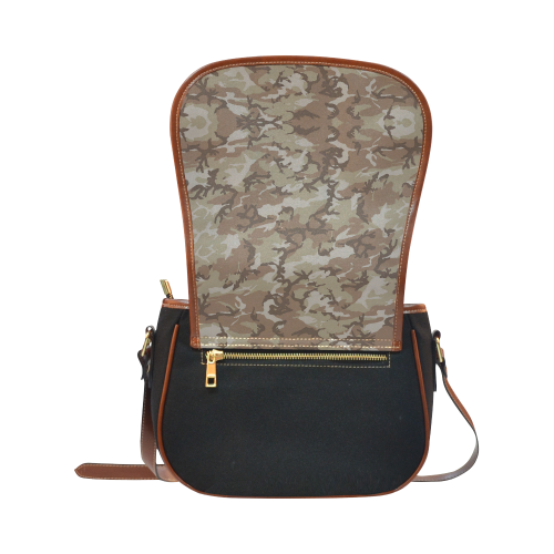 Woodland Desert Brown Camouflage Saddle Bag/Small (Model 1649)(Flap Customization)