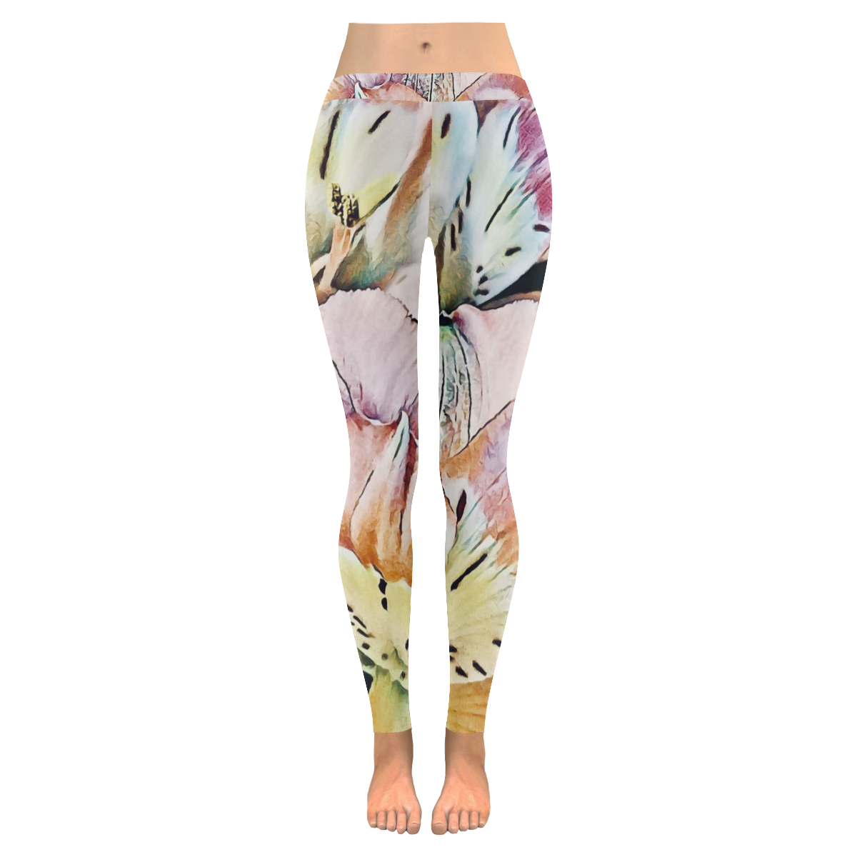 Impression Floral 10192 by JamColors Women's Low Rise Leggings (Invisible Stitch) (Model L05)