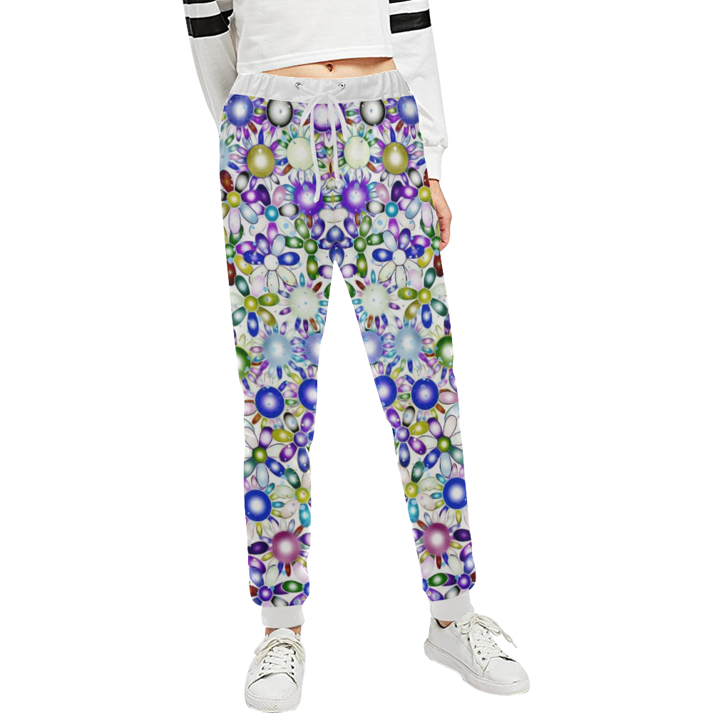 Vivid floral pattern 4181B by FeelGood Unisex All Over Print Sweatpants (Model L11)
