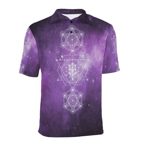 Sacred Geometry Stardust Men's All Over Print Polo Shirt (Model T55)