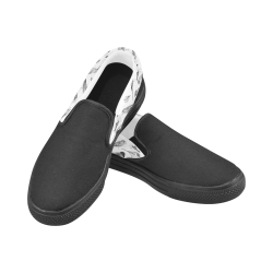 Black and white birds against white background sea Men's Slip-on Canvas Shoes (Model 019)