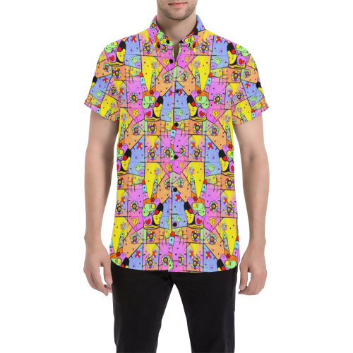 Peace Popart by Nico Bielow Men's All Over Print Short Sleeve Shirt (Model T53)