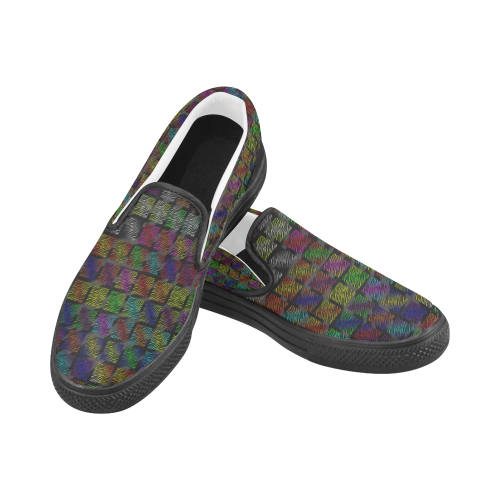 Ripped SpaceTime Stripes Collection Men's Unusual Slip-on Canvas Shoes (Model 019)