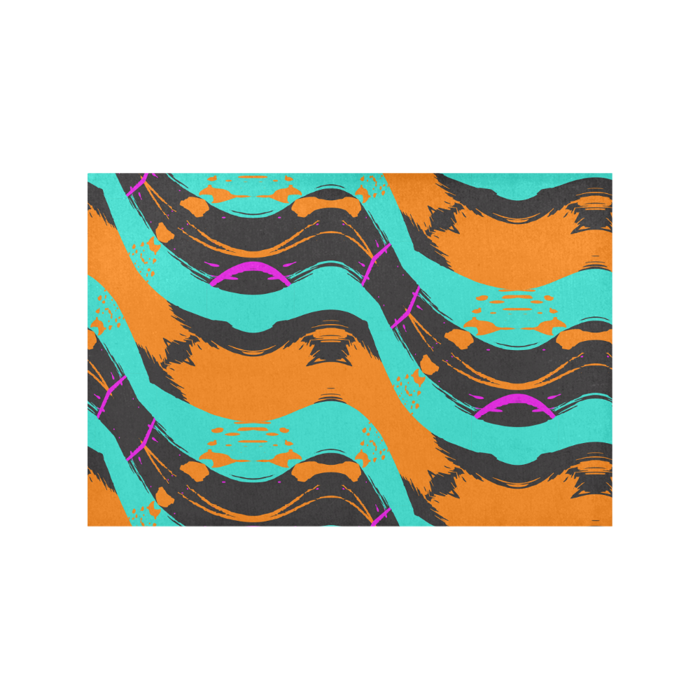 Blue orange black waves Placemat 12’’ x 18’’ (Four Pieces)