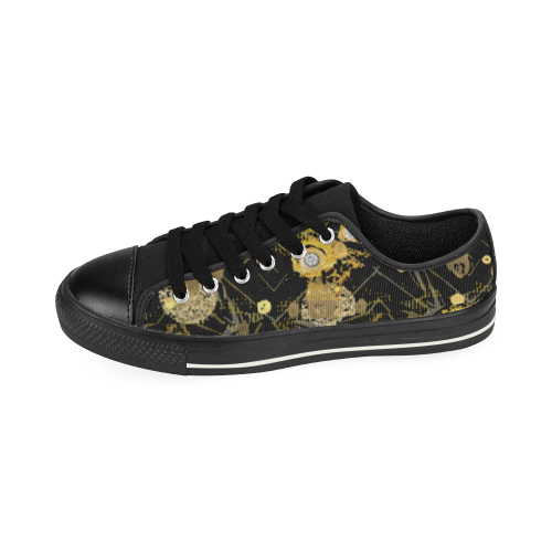 Crush Gold and diamonds geomtrics pattern by FlipStylez Designs Canvas Women's Shoes/Large Size (Model 018)