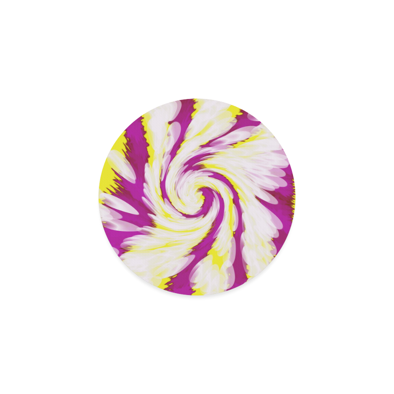 Pink Yellow Tie Dye Swirl Abstract Round Coaster