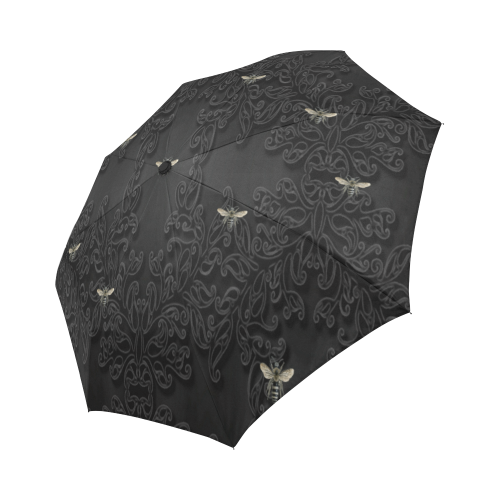 Black Lace and Bees Auto-Foldable Umbrella (Model U04)