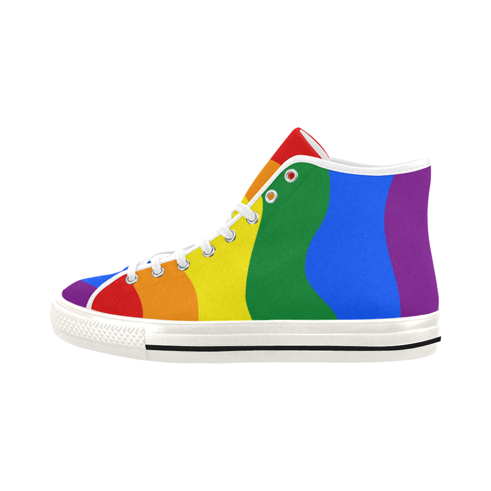 Gay Pride - Rainbow Flag Waves Stripes 2 Vancouver H Women's Canvas Shoes (1013-1)