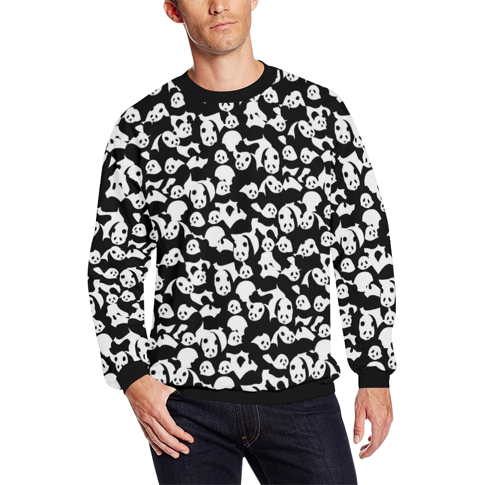 Panda Pattern All Over Print Crewneck Sweatshirt for Men/Large (Model H18)
