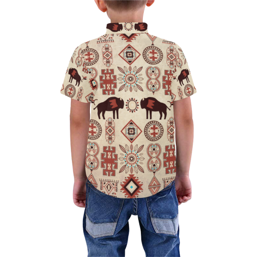 American Native Buffalo Boys' All Over Print Short Sleeve Shirt (Model T59)