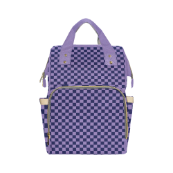 Dark and Light Purple Checkerboard Multi-Function Diaper Backpack/Diaper Bag (Model 1688)