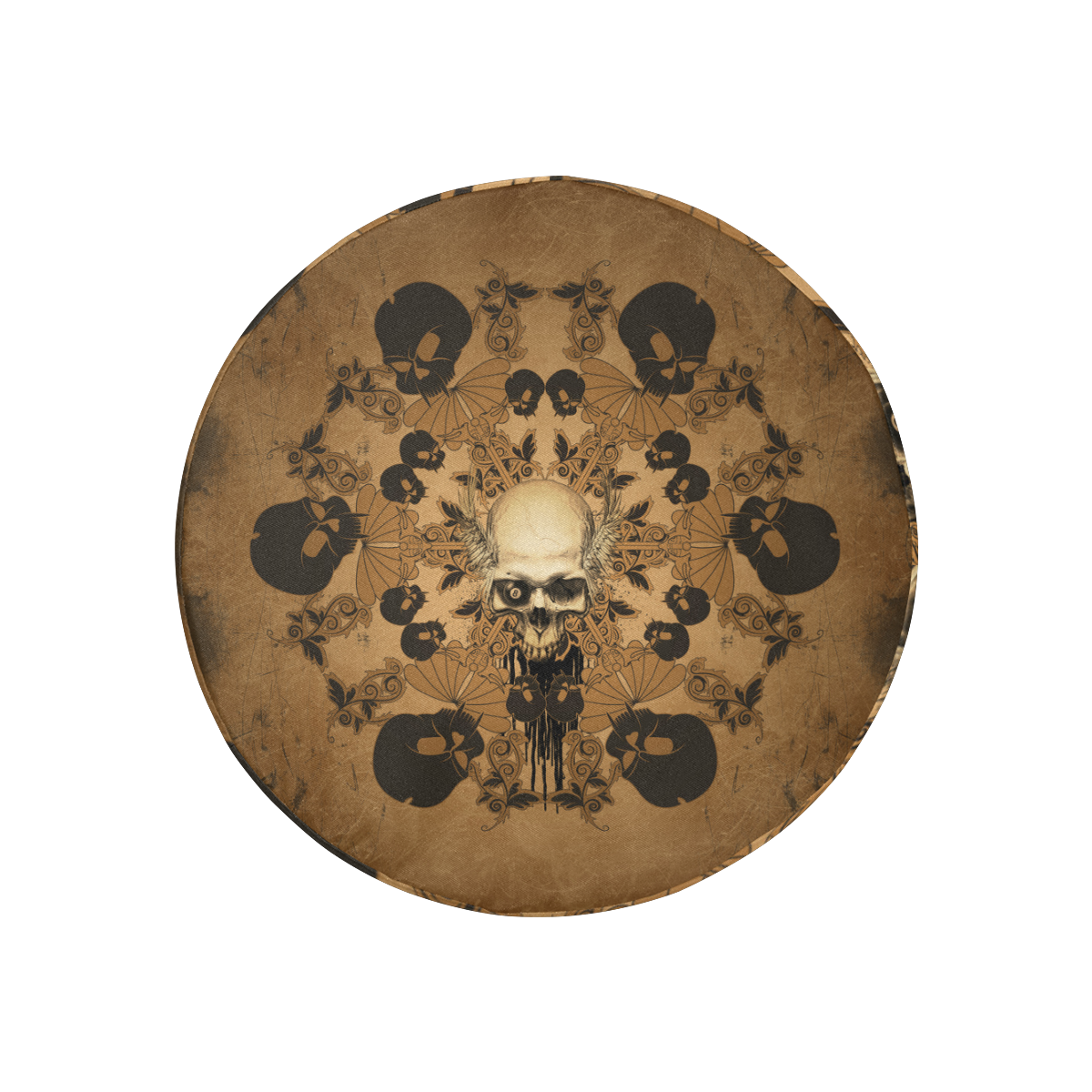 Skull with skull mandala on the background 30 Inch Spare Tire Cover