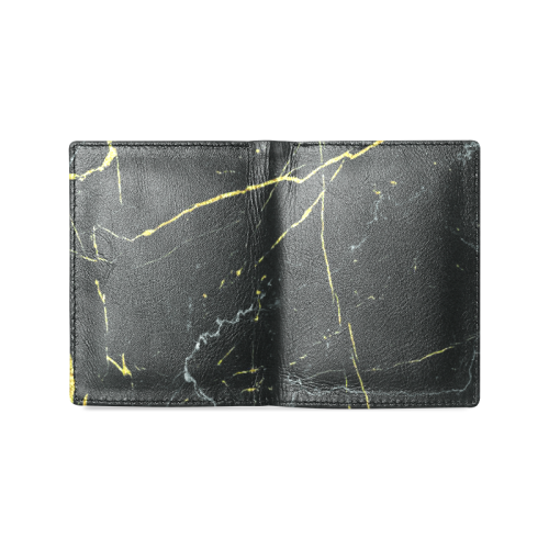 Dark Marble Design Men's Leather Wallet (Model 1612)
