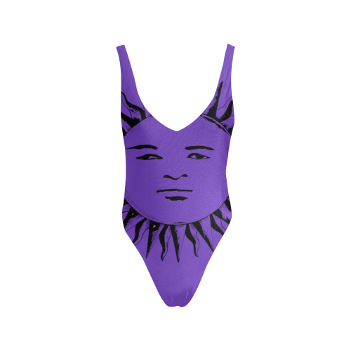 GOD One Piece Swimsuits Purple Sexy Low Back One-Piece Swimsuit (Model S09)