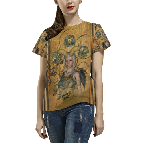Wonderful dark fairy All Over Print T-Shirt for Women (USA Size) (Model T40)