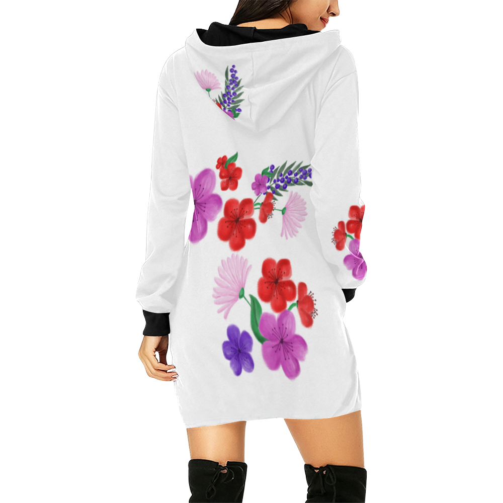 FLOWER BOOBS All Over Print Hoodie Mini Dress (Model H27)