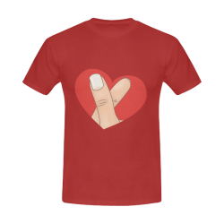 Red Heart Fingers / Red Men's Slim Fit T-shirt (Model T13)