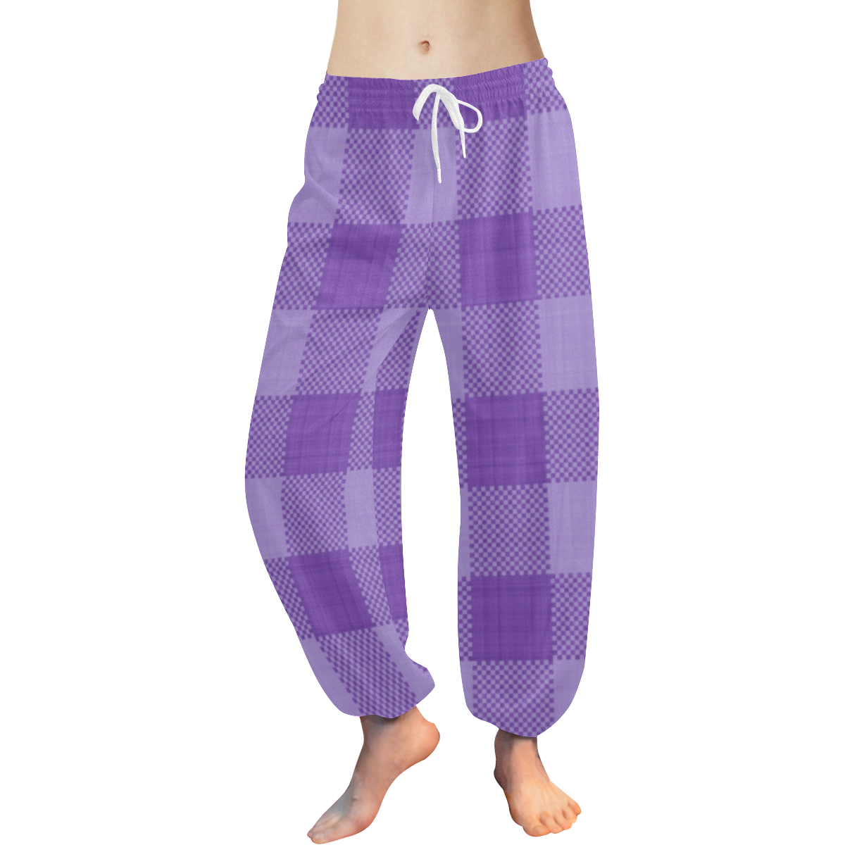 Ultraviolet Purple Plaid Women's All Over Print Harem Pants (Model L18)