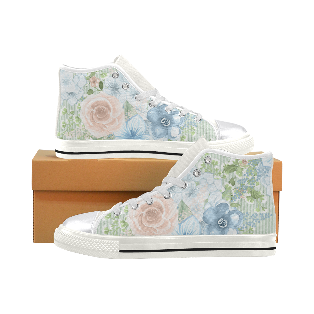 Sweet Flowers Shoes, Pertty Flowers Women's Classic High Top Canvas Shoes (Model 017)